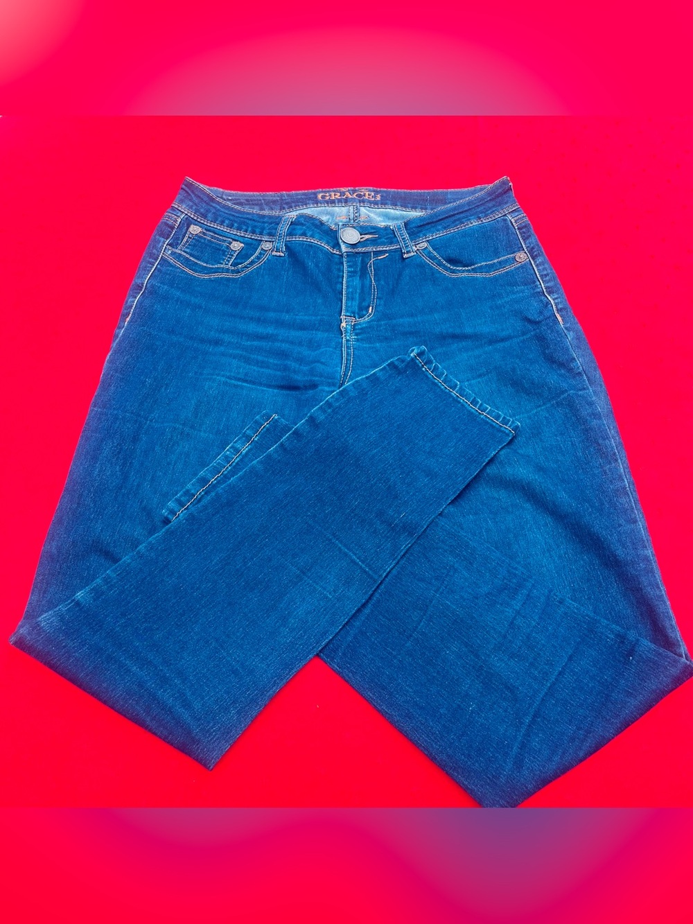Grace in LA Women’s Straight Leg Jeans - Deep Blue Denim
